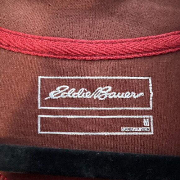 Eddie Bauer Men SZ M Orange/Brown 1/4 Zip Collared Pullover Long Sleeve Shirt - Picture 7 of 9